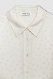 ANINE BING Amanda Shirt - Ivory Dot Jacquard- detail view
