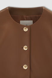 ANINE BING Amber Jacket - Cognac Recycled Leather - Detail View 