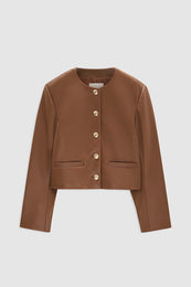 ANINE BING Amber Jacket - Cognac Recycled Leather - Front View 