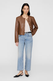 ANINE BING Amber Jacket - Cognac Recycled Leather - On Model Front 