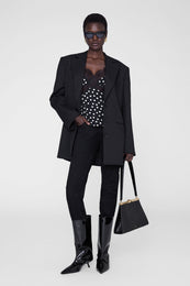 ANINE BING Amelie Camisole - Black And White Double Dot Jacquard - On Model Second image