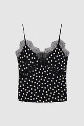 featured-img|ANINE BING Amelie Camisole - Black And White Double Dot Jacquard - Front View