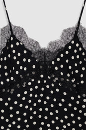 ANINE BING Amelie Camisole - Black And White Double Dot Jacquard - Detail View