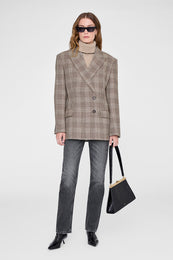 ANINE BING Aretha Blazer - Brown Plaid - on model front second image