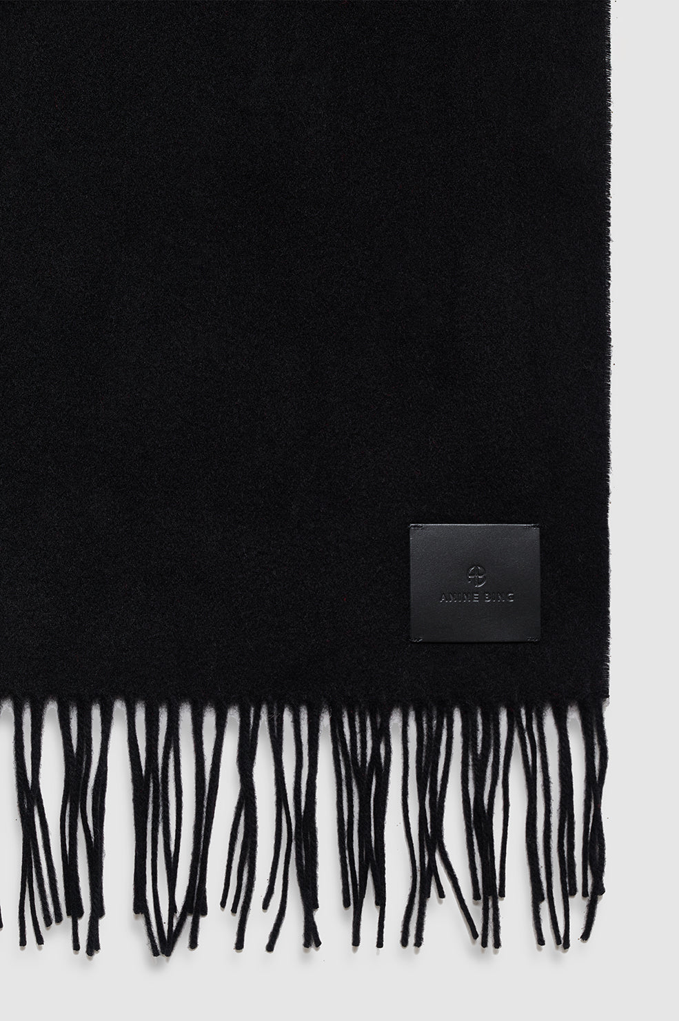 ANINE BING Augustina Scarf - Black Wool - detail view