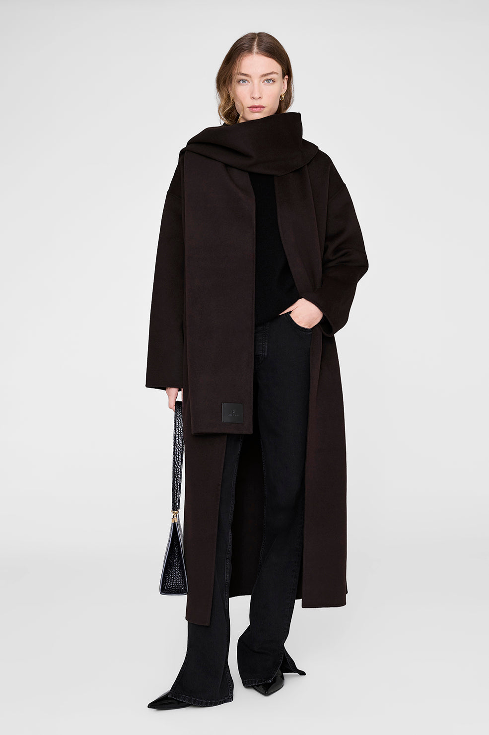 Ava Scarf - Deep Brown Cashmere Blend