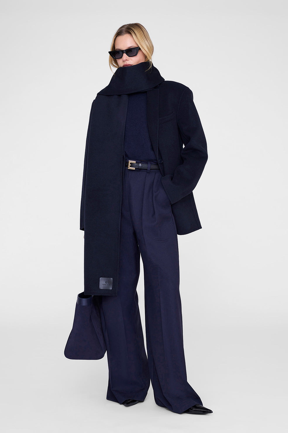 Ava Scarf - Navy Cashmere Blend View 2