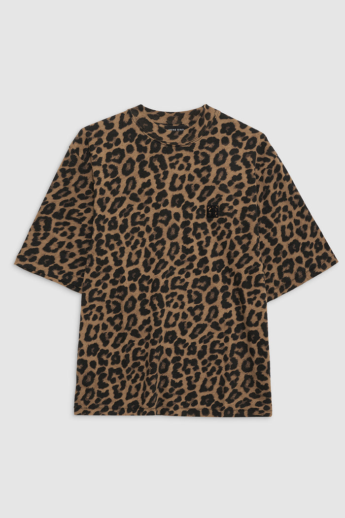 ANINE BING Avi Tee - Black And Brown Leopard