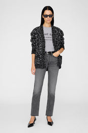 ANINE BING Banks Cardigan - Grey Leopard - on model Front View