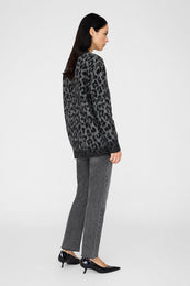 ANINE BING Banks Cardigan - Grey Leopard - on model back View