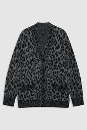 featured-img|ANINE BING Banks Cardigan - Grey Leopard - Front View