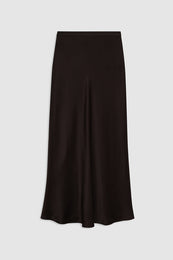 featured-img|ANINE BING Bar Silk Skirt - Deep Brown - front view