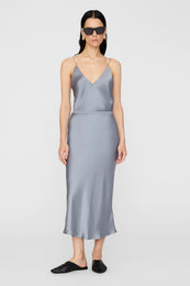 ANINE BING Bar Silk Skirt - Pastel Blue - On Model Front