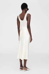 ANINE BING Bar Silk Skirt - Snow White - on model back