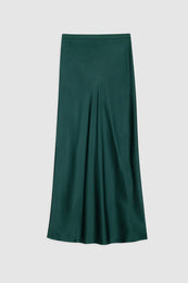 featured-img|ANINE BING Bar Silk Skirt - Dark Teal - Front View