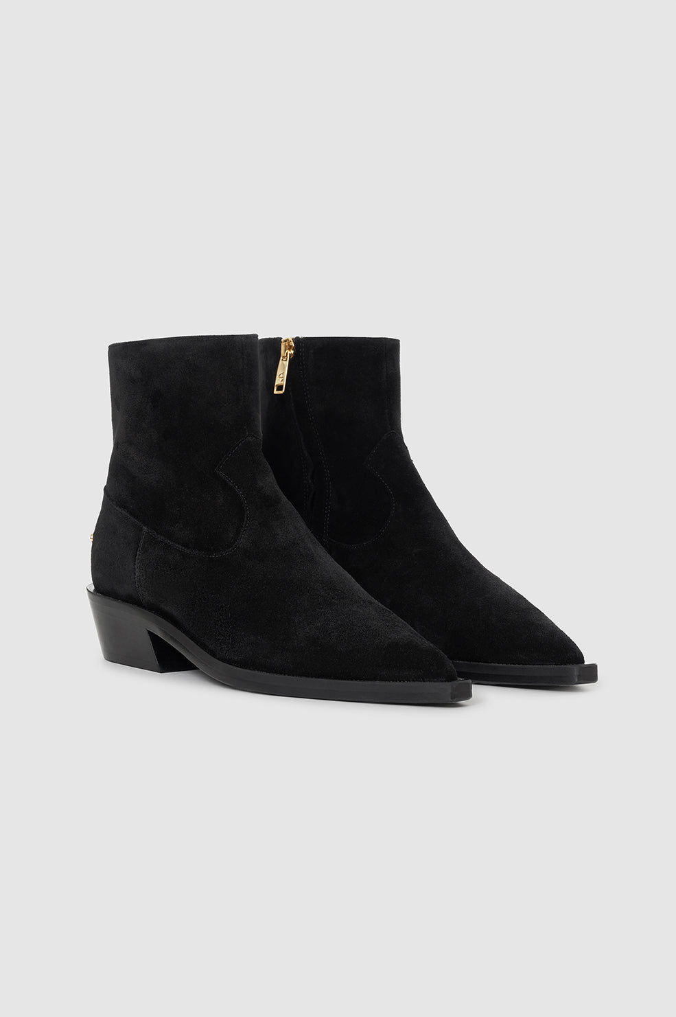 Bekah Flat Western Boots - Black Suede View 5