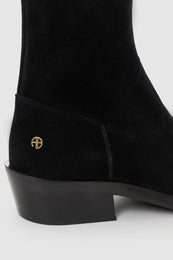 ANINE BING Bekah Flat Western Boots - Black Suede - detail view