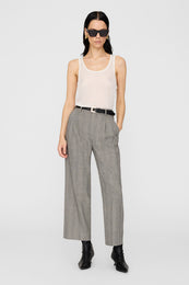 ANINE BING Belen Pant - Ivory And Black Herringbone - on model front