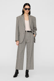 ANINE BING Belen Pant - Ivory And Black Herringbone- on model front second image