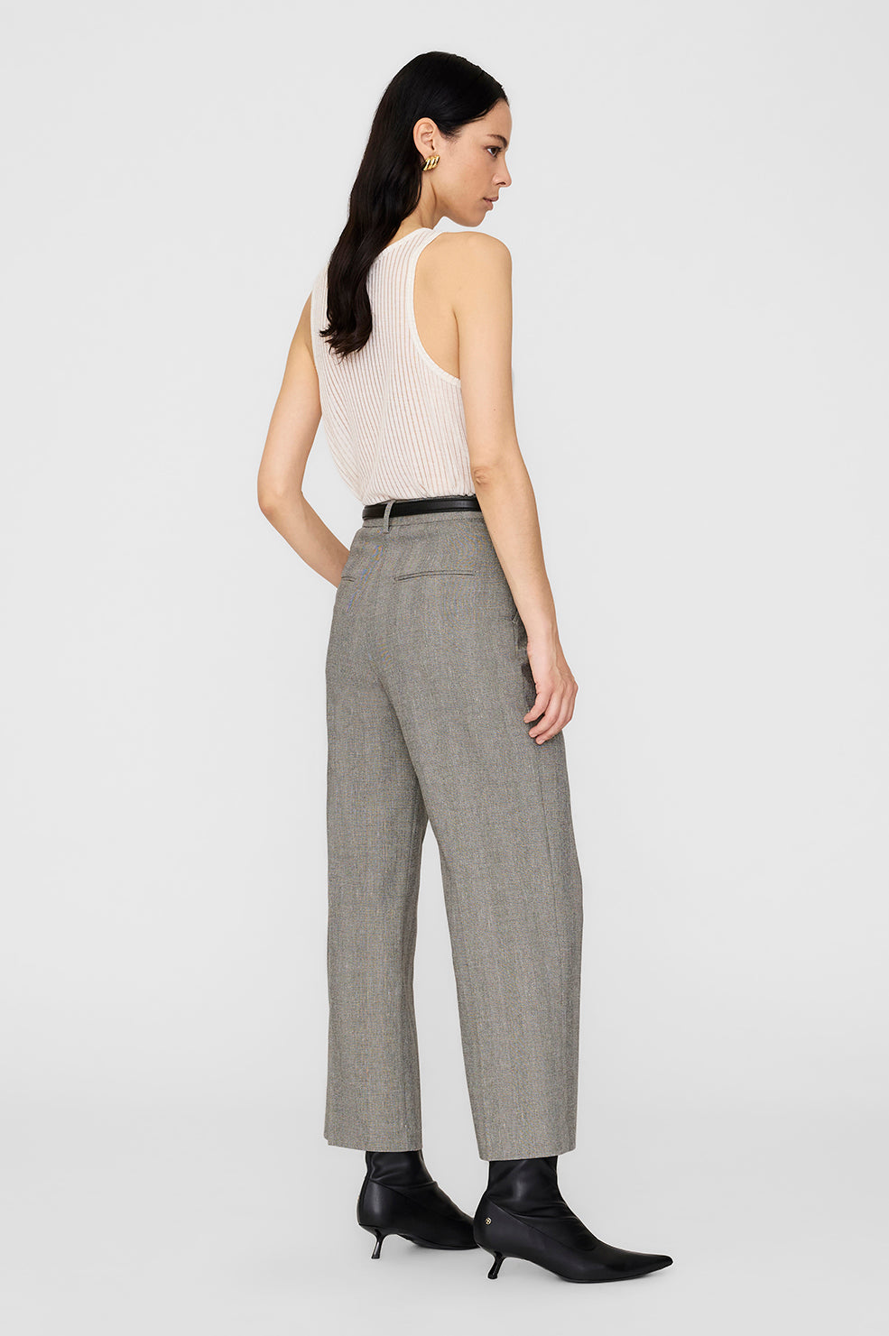 Belen Pant - Ivory And Black Herringbone View 3