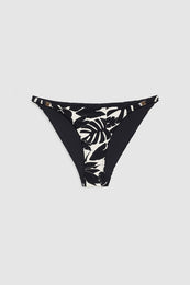 ANINE BING Bellamy Bikini Bottom - Black Bird Of Paradise - Front View 