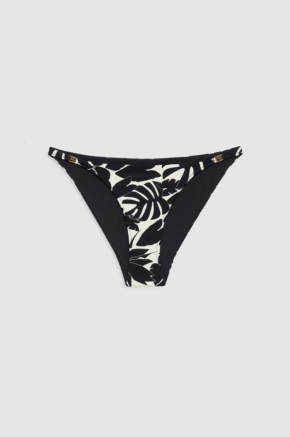 ANINE BING Bellamy Bikini Bottom - Black Bird Of Paradise - Front View 