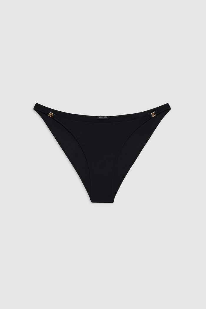 ANINE BING Bellamy Bikini Bottom - Black - Front View