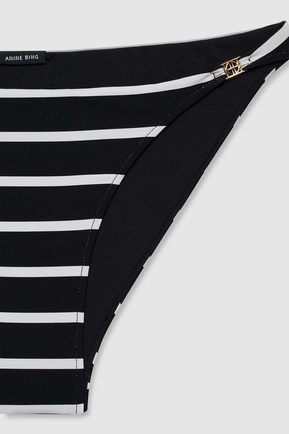 ANINE BING Bellamy Bikini Bottom - Black And White Stripe