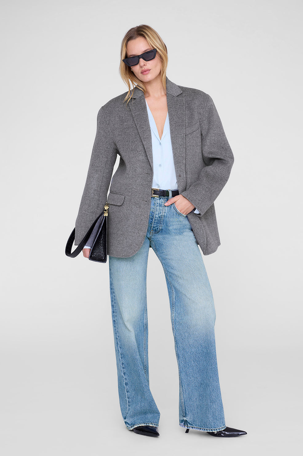 ANINE BING Bethany Shirt - Pale Blue - on model front second image