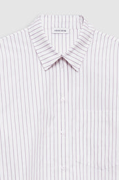 Braxton Shirt - White And Bordeaux Monogram Stripe