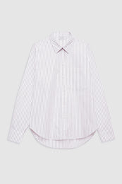 Braxton Shirt - White And Bordeaux Monogram Stripe