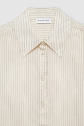 ANINE BING Bridget Shirt - Ivory And Black Pinstripe