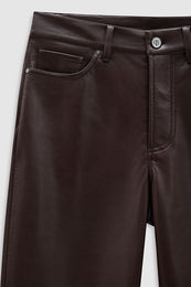 ANINE BING Bruno Pant - Deep Brown Recycled Leather - Detail View 