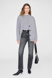 ANINE BING Bruno Jean - Washed Smoke Grey - on model front 