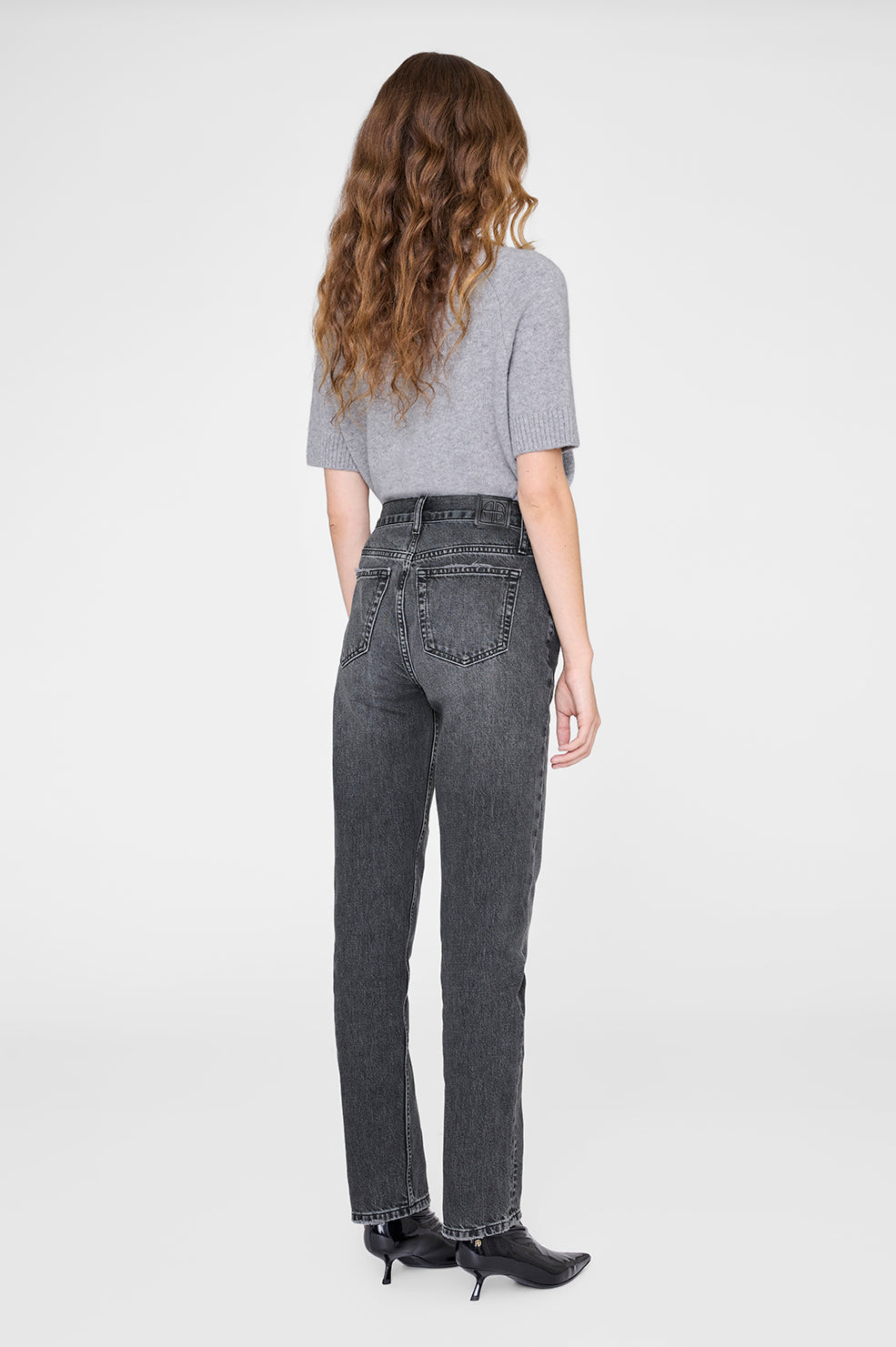 ANINE BING Bruno Jean - Washed Smoke Grey - on model back