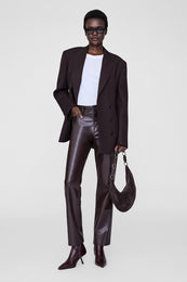 ANINE BING Bruno Pant - Deep Brown Recycled Leather - On Model second Front View 