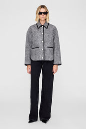 ANINE BING Camden Jacket - Black And Grey Check - On Model Front Second Image