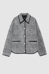 featured-img|ANINE BING Camden Jacket - Black And Grey Check - Front View