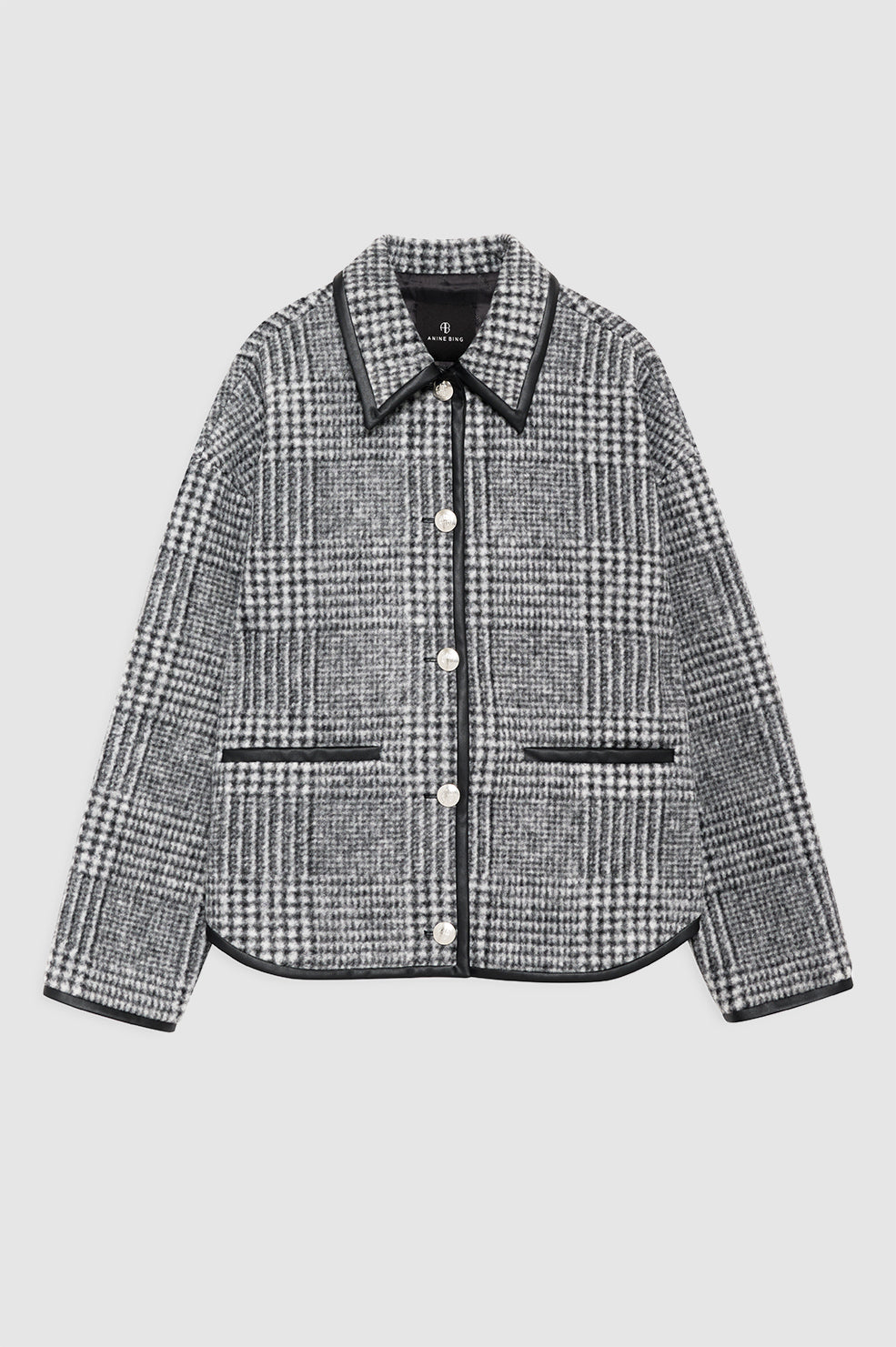 featured-img|ANINE BING Camden Jacket - Black And Grey Check - Front View