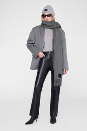 ANINE BING Carley Beanie - Medium Heather Grey Cashmere - on model front