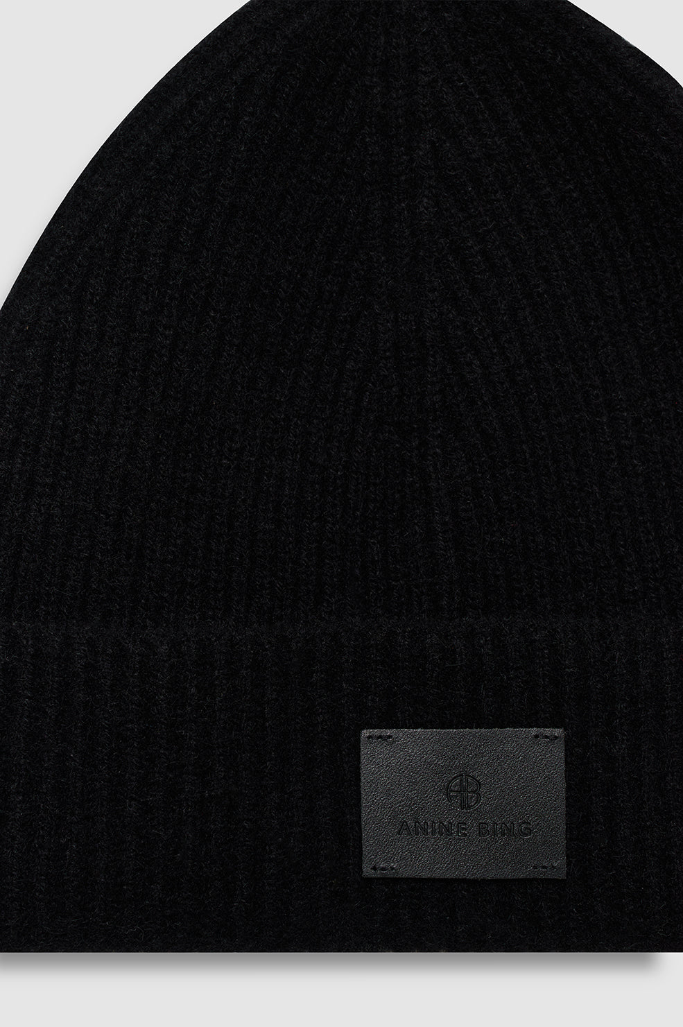 ANINE BING Carley Beanie - Black Cashmere - detail view