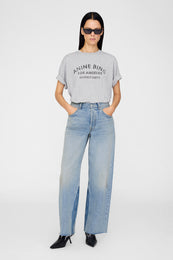 ANINE BING Cohen Tee Los Angeles Stencil - Medium Heather Grey - On Model Front