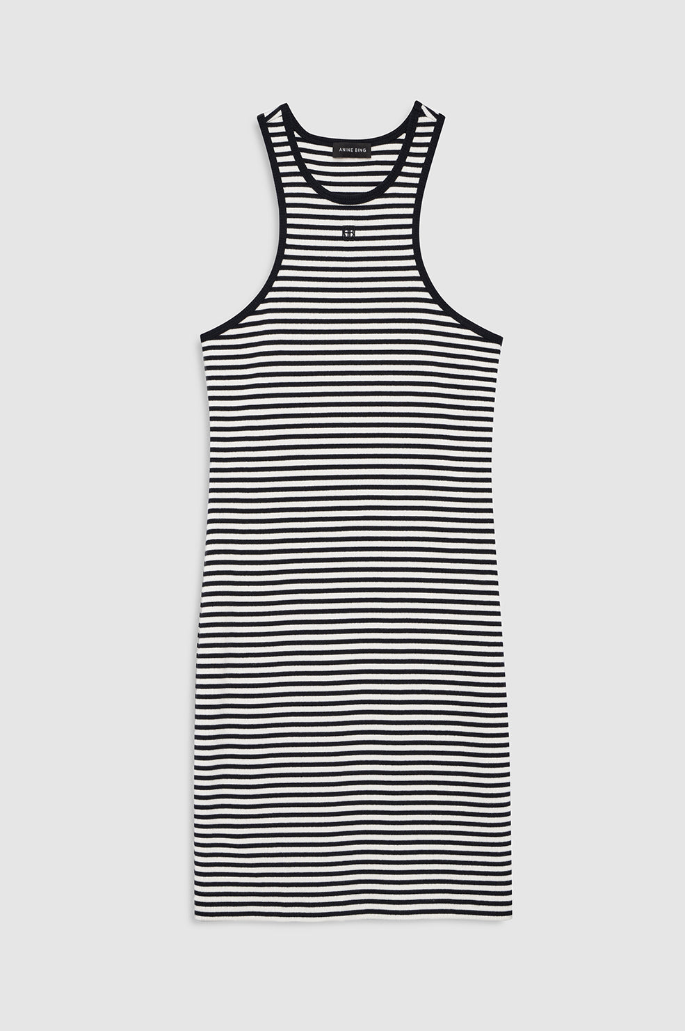 Cole Dress - White And Black Mini Stripe View 3