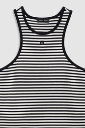 ANINE BING Cole Dress - White And Black Mini Stripe - detail view