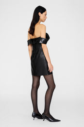 ANINE BING Colleen Mini Dress - Black Recycled Leather - On Model Back