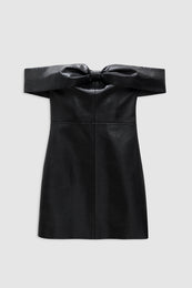 featured-img|ANINE BING Colleen Mini Dress - Black Recycled Leather - Front View