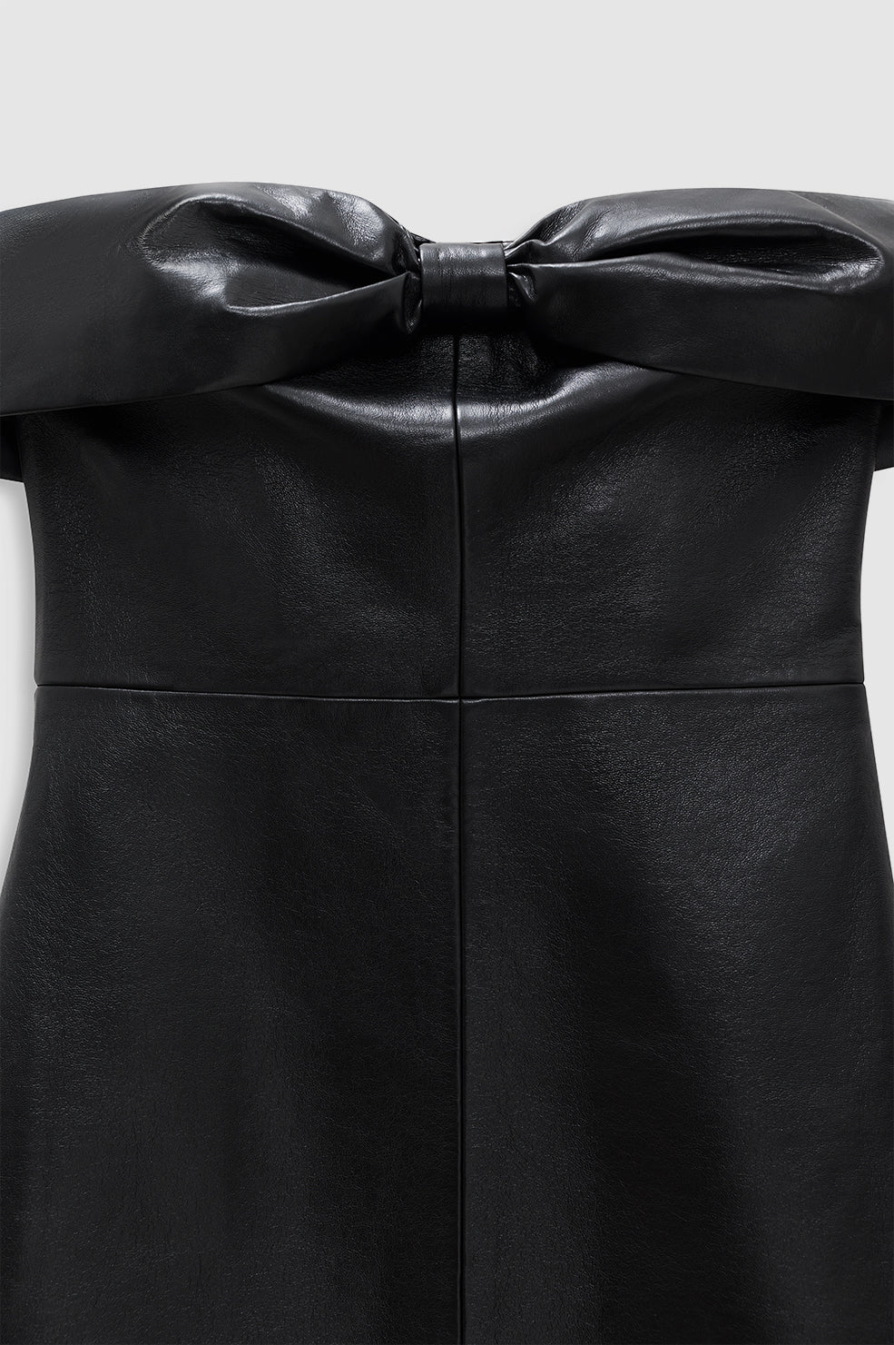 ANINE BING Colleen Mini Dress - Black Recycled Leather - Detail View
