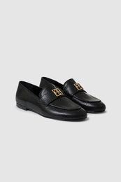 ANINE BING Corrine Loafers Monogram - Black Mini Embossed