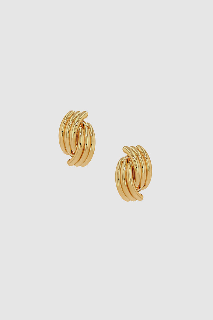 ANINE BING Crossover Ribbed Earrings - Gold