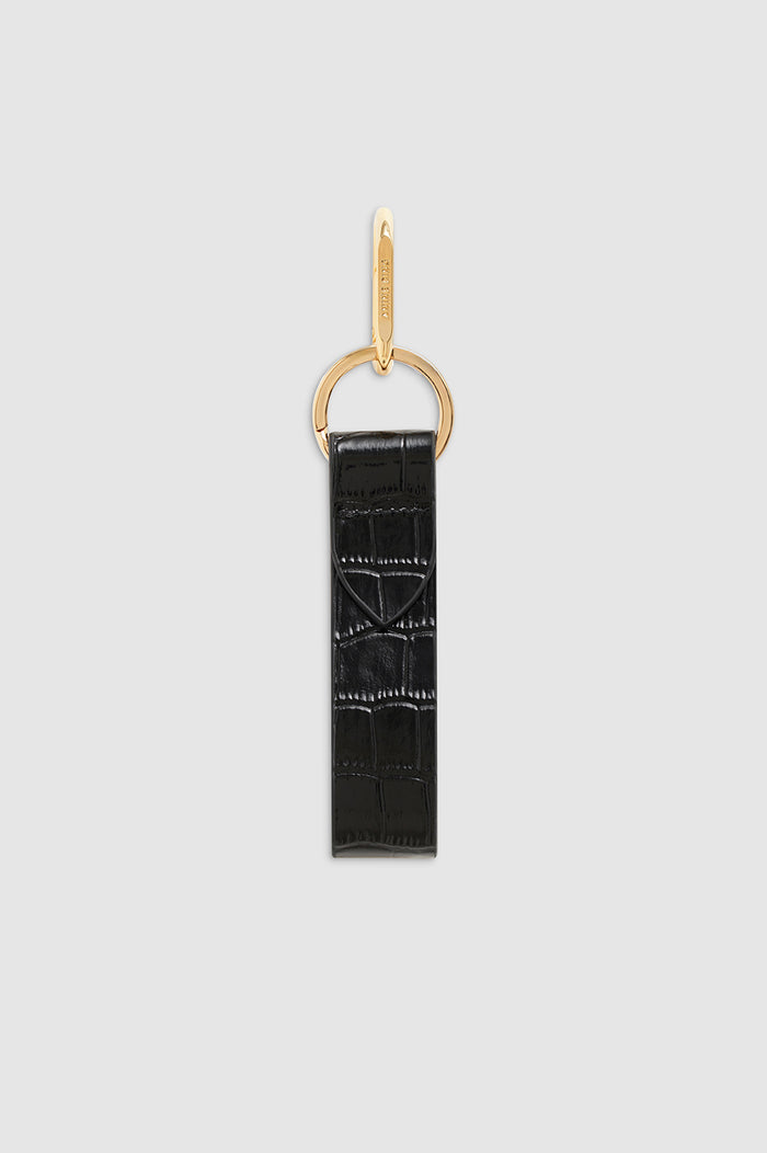 ANINE BING Cruise Key Chain - Black Embossed